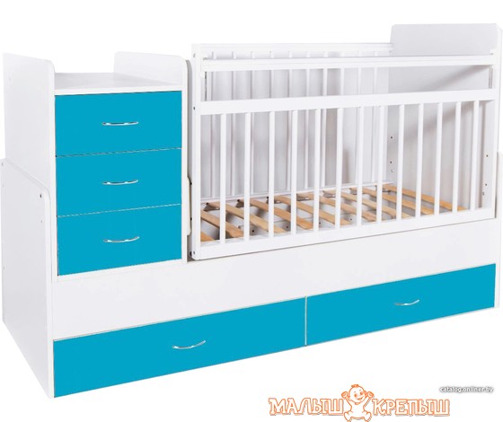 Детская кроватка Bambini Трансформер (белый-голубой, белый-розовый)